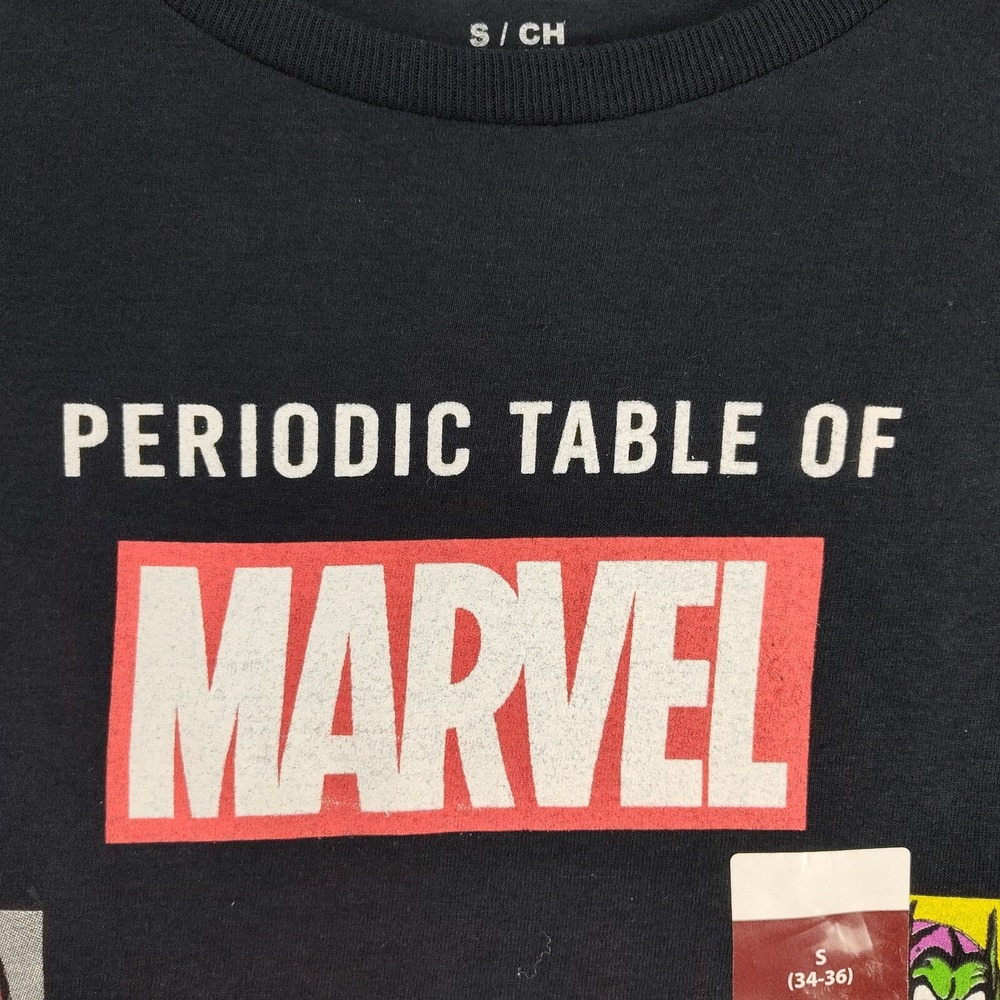✅🆕🚨👕Marvel‎ Heros T-Shirt Mens S Chemistry Black Graphic Periodic📸SEE📏🚨📸 - Picture 11 of 13
